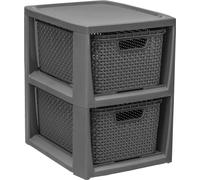 Boxenturm Conteneur Boîte de rangement Caisses 2 paniers Étagère en rotin Boxenregal
