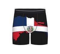 Boxer à jambes longues pour homme - Motif drapeau de la République dominicaine, Noir , M