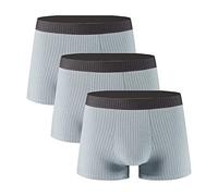Boxer à Rayures à éVacuation D'Humidité pour Hommes Boxer en Coton Extensible avec Pochette sous-VêTements Respirants Et Confortables (Bleu10-3PC,L)