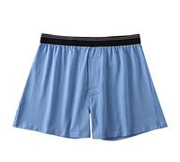 Boxer ample pour homme en coton super doux avec braguette à boutons - Sous-vêtements extensibles pour un usage quotidien - Anti-frottement - Anti-humidité - Boxer sans couture, bleu, L