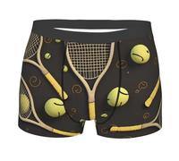 Boxer amusant pour homme avec raquettes et balles de tennis - Style classique - Boxer hipster quatre saisons - Taille élastique - Doux et extensible - Confortable, Noir , M