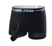 Boxer Bambou Homme, Slip léger en Soie Respirante pour Hommes avec Ouverture en Trompe d'éléphant, Slip Fin Extensible dans Les Quatre Sens pour Jeunes Adultes (Black, L)