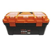 Boxer® Boîte à outils 20" - 50,7×25,4×25,9 cm - Couvercle avec organiseur - Plateau amovible - Plastique robuste - Noir/Orange