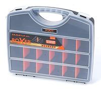 Boxer® Boîte de Rangement avec 18 Compartiments - 25,5 x 21 x 4 cm - Séparateurs Ajustables - Couvercle Transparent - Noir/Orange - Plastique PP