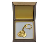 Boxer, Boxer Allemand III - Porte-Clés Doré Avec Chien Dans Boîte Cadeau