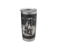 Boxer buvant du café glacé drôle animal meme chien humour Gobelet isotherme en acier inoxydable double paroi