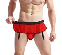 Boxer Calecon Personnalise Homme, sous-vêtements pour Fit Translucide Glace Soie Taille Basse Boucle G String Pantalon T Pantalon (Red-One Size)