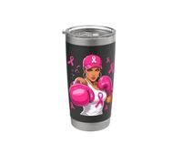 Boxer Cancer du sein rose Fighter Girl Gobelet isotherme en acier inoxydable double paroi