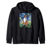 Boxer Chien Nuit étoilée Illustration Canine Pet Art Animal Lover Sweat à Capuche