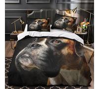 Boxer Chien Portrait Ensemble De Literie Microfibre Hypoallergique 3D Imprimée 3 Pièces 2 Taies Douce realistic Animal Housse de Couette Respirante Hypoallergique for Adulte Super king（260x220cm）