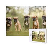 Boxer Chiens Chiots Animaux de Compagnie Chiens de Famille,Puzzle Familial en Bois de 500 pièces pour Adultes et Adolescents, décoration d'intérieur