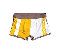 Boxer classique en coton pour homme - Coupe ample - Hipster - Patchwork - Contraste de couleur - Sous-vêtements décontractés - Anti-frottements - Imprimé alphabet, jaune, XL