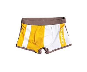 Boxer classique en coton pour homme - Coupe ample - Hipster - Patchwork - Contraste de couleur - Sous-vêtements décontractés - Anti-frottements - Imprimé alphabet, jaune, XL