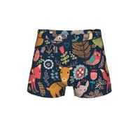 Boxer classique pour homme Motif hibou, lapin, oiseau, renard, Noir , S