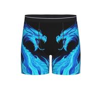 Boxer coloré imprimé patte de chien chat drôle boxer pour hommes sous-vêtements extensibles respirant cadeau fantaisie style1564, Dragon bleu feu, M