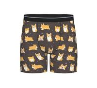 Boxer coloré imprimé patte de chien chat drôle boxer pour hommes sous-vêtements extensibles respirant cadeau fantaisie style1564, Kawaii Corgi Cute Dog, L