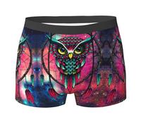Boxer confortable en coton pour homme Motif hibou galaxie, Galaxy Owl, M