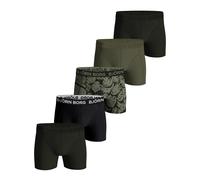 Björn Borg Bjorn Borg Cotton Stretch Boxer 5p sous-vêtement, Noir, Vert, imprimé, L Homme