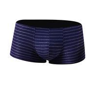 Boxer court pour homme taille basse à rayures colorées - Sous-vêtements de sommeil confortables - Sans démangeaisons - Culotte douce et antibactérienne - Poche bombée extensible