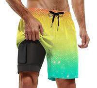 Boxer De Bain Homme Grande Taille, Short de Baignade Homme Décontracté à Imprimé Arc-en- Dégrader Confortable pour Plage Piscine Vacances Sport Nautique