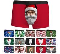 Boxer de Noël 3D pour homme, boxer de Noël drôle, sous-vêtement de Noël pour homme, rennes de Noël, boxer de Noël personnalisé, sexy, sous-vêtements de Noël pour homme, Rouge pastèque, L