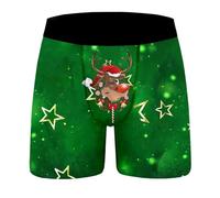Boxer de Noël pour homme - Caleçon amusant de Noël - Motif de Noël - Sous-vêtements heureux - Confortable et doux - Cadeau d'hiver pour homme, 01-a - Vert foncé, L