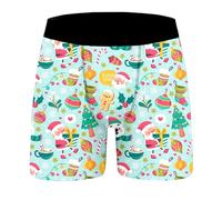 Boxer de Noël pour homme - Caleçon amusant de Noël - Motif de Noël - Sous-vêtements heureux - Confortable et doux - Cadeau d'hiver pour homme, 04-d - Vert menthe, L