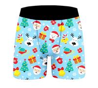 Boxer de Noël pour homme - Caleçon amusant de Noël - Motif de Noël - Sous-vêtements heureux - Confortable et doux - Cadeau d'hiver pour homme, 04-d - Bleu clair 1, XXL