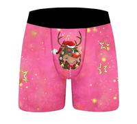 Boxer de Noël pour homme - Caleçon amusant de Noël - Motif de Noël - Sous-vêtements heureux - Confortable et doux - Cadeau d'hiver pour homme, 01-a - Rose chaud, S