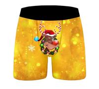 Boxer de Noël pour homme - Caleçon amusant de Noël - Motif de Noël - Sous-vêtements heureux - Confortable et doux - Cadeau d'hiver pour homme, 02-B - Doré, L