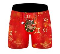 Boxer de Noël pour homme - Caleçon amusant de Noël - Motif de Noël - Sous-vêtements heureux - Confortable et doux - Cadeau d'hiver pour homme, 03-C - Rouge, L