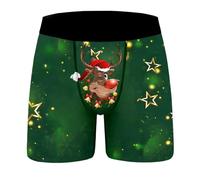 Boxer de Noël pour homme - Caleçon amusant de Noël - Motif de Noël - Sous-vêtements heureux - Confortable et doux - Cadeau d'hiver pour homme, 03-C - Vert foncé, M