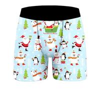 Boxer de Noël pour homme - Caleçon amusant de Noël - Motif de Noël - Sous-vêtements heureux - Confortable et doux - Cadeau d'hiver pour homme, 04-d - Bleu clair 2, 3XL