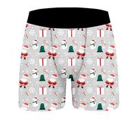Boxer de Noël pour homme - Caleçon amusant de Noël - Motif de Noël - Sous-vêtements heureux - Confortable et doux - Cadeau d'hiver pour homme, 04-d - Gris clair, L