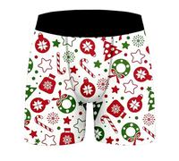 Boxer de Noël pour homme - Caleçon amusant de Noël - Motif de Noël - Sous-vêtements heureux - Confortable et doux - Cadeau d'hiver pour homme, 04-d - Blanc 2, 3XL