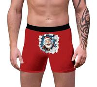 Boxer de Noël pour homme - Imprimé Père Noël amusant - Sous-vêtements fantaisie pour l'hiver - Respirant - Pour les vacances, A- Rouge., 3XL
