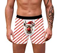 Boxer De Noel - Slips Imprimés Taille Mi-Haute Doux Et Confortables Respirants pour Un Usage Quotidien Et Festif (Red L)