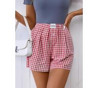 Boxer décontracté en coton pour femme - Pyjama vichy - Pour le sommeil et le sommeil - Short d'été à carreaux
