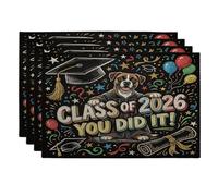 Boxer Dog Congrats Grad Lot de 4 sets de table 30,5 x 45,7 cm, motif chiot de remise de diplôme pour salle à manger e 2026, décoration de la maison et de la cuisine