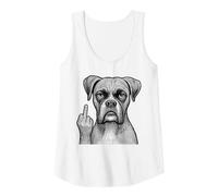Boxer Dog Doigt d'honneur Sarcastique Amoureux des Chiens Débardeur, Femme, Blanc, XL