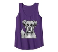 Boxer Dog Doigt d'honneur Sarcastique Amoureux des Chiens Débardeur, Femme, Violet, S
