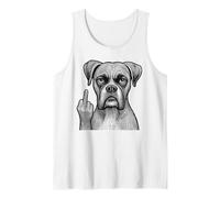 Boxer Dog Doigt d'honneur Sarcastique Amoureux des Chiens Débardeur, Homme, Blanc, S
