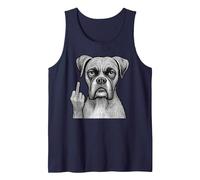Boxer Dog Doigt d'honneur Sarcastique Amoureux des Chiens Débardeur, Homme, Bleu Marine, M