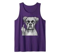 Boxer Dog Doigt d'honneur Sarcastique Amoureux des Chiens Débardeur, Homme, Violet, S