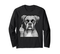 Boxer Dog Doigt d'honneur Sarcastique Amoureux des Chiens Manche Longue