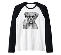 Boxer Dog Doigt d'honneur Sarcastique Amoureux des Chiens Manche Raglan