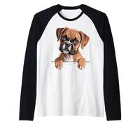 Boxer Dog Funny Peeking Pocket Puppy Manche Raglan