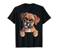 Boxer Dog Funny Peeking Pocket Puppy T-Shirt