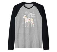 Boxer Dog Merry Christmas Silhouette Funny Christmas Dog Dad Mom Manche Raglan