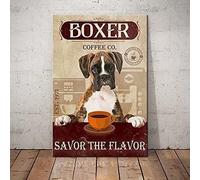 Boxer Dog Metal Sign Savour The Flavor Metal Tin Plaque Art Wall Metal Poster Décoration Cafe Home Office Bar Garden Garage Men Cave Gift